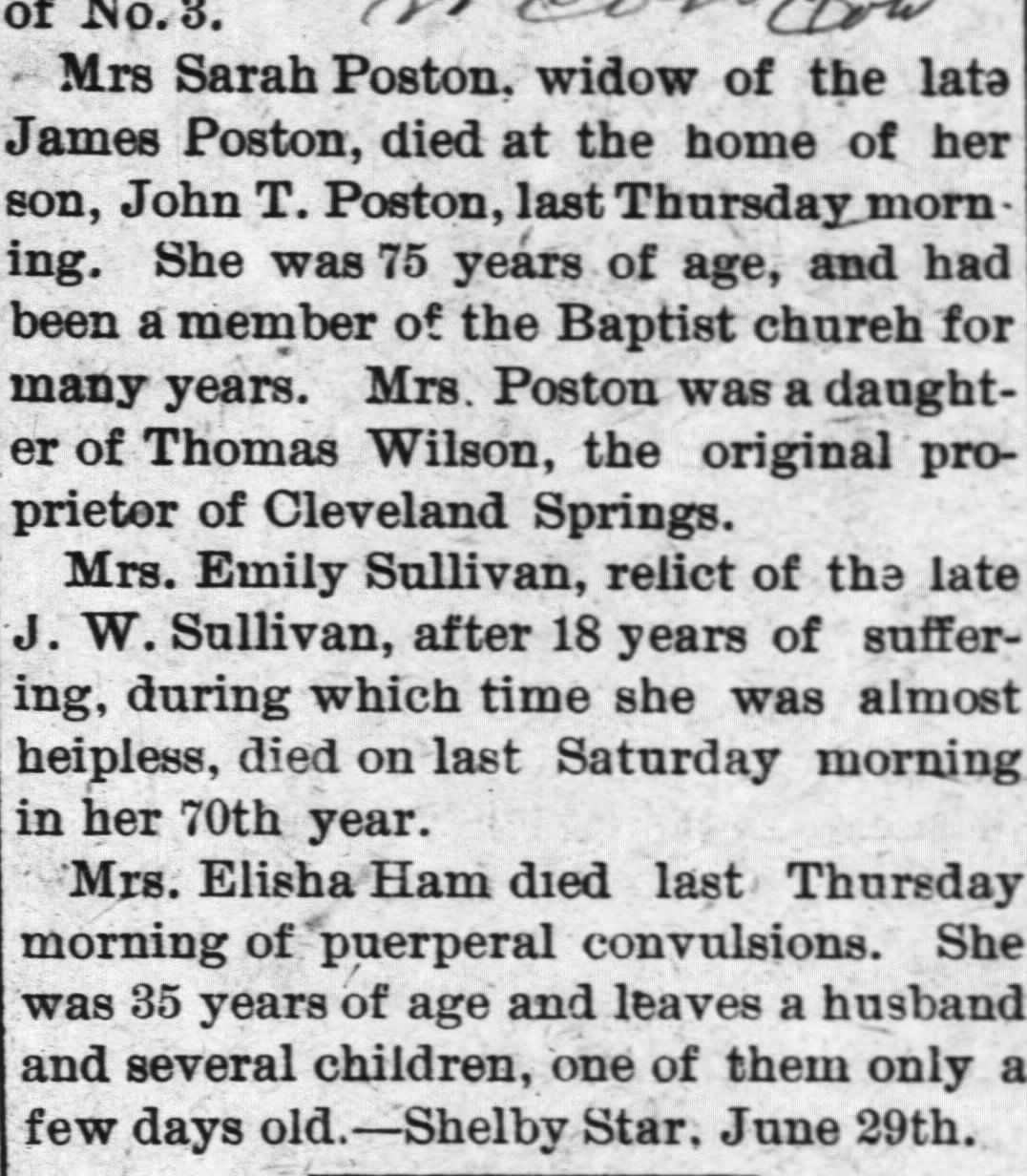 Wilson Sara 1899_Lincoln_Times_Sara_Wilson_died